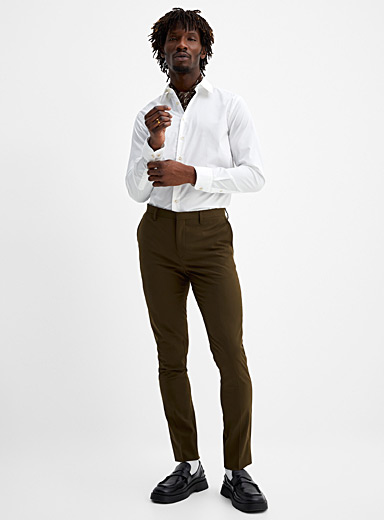 Concitor Pantalon habillé pour homme avec devant plat, couleur
