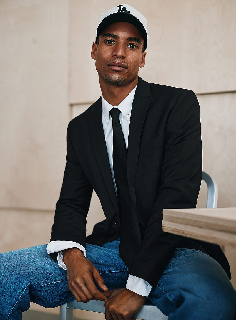Le 31: Le veston essentiel m&eacute;lange de laine <b>Coupe London - Semi-ajust&eacute;e</b> Noir pour homme