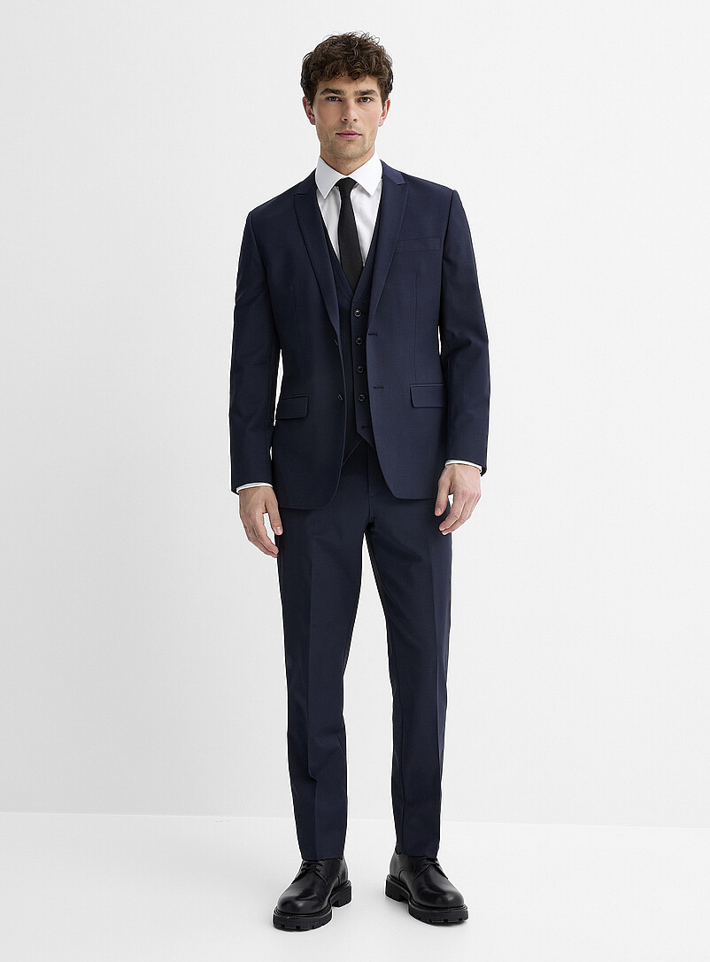 Le 31: Le veston essentiel m&eacute;lange de laine <b>Coupe London - Semi-ajust&eacute;e</b> Noir pour homme
