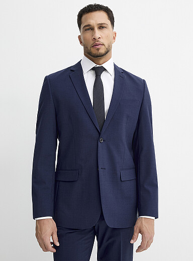 Le 31: Le veston &eacute;pur&eacute; m&eacute;lange de laine <b>Coupe Berlin - R&eacute;guli&egrave;re</b> Bleu fonc&eacute; - Indigo pour homme