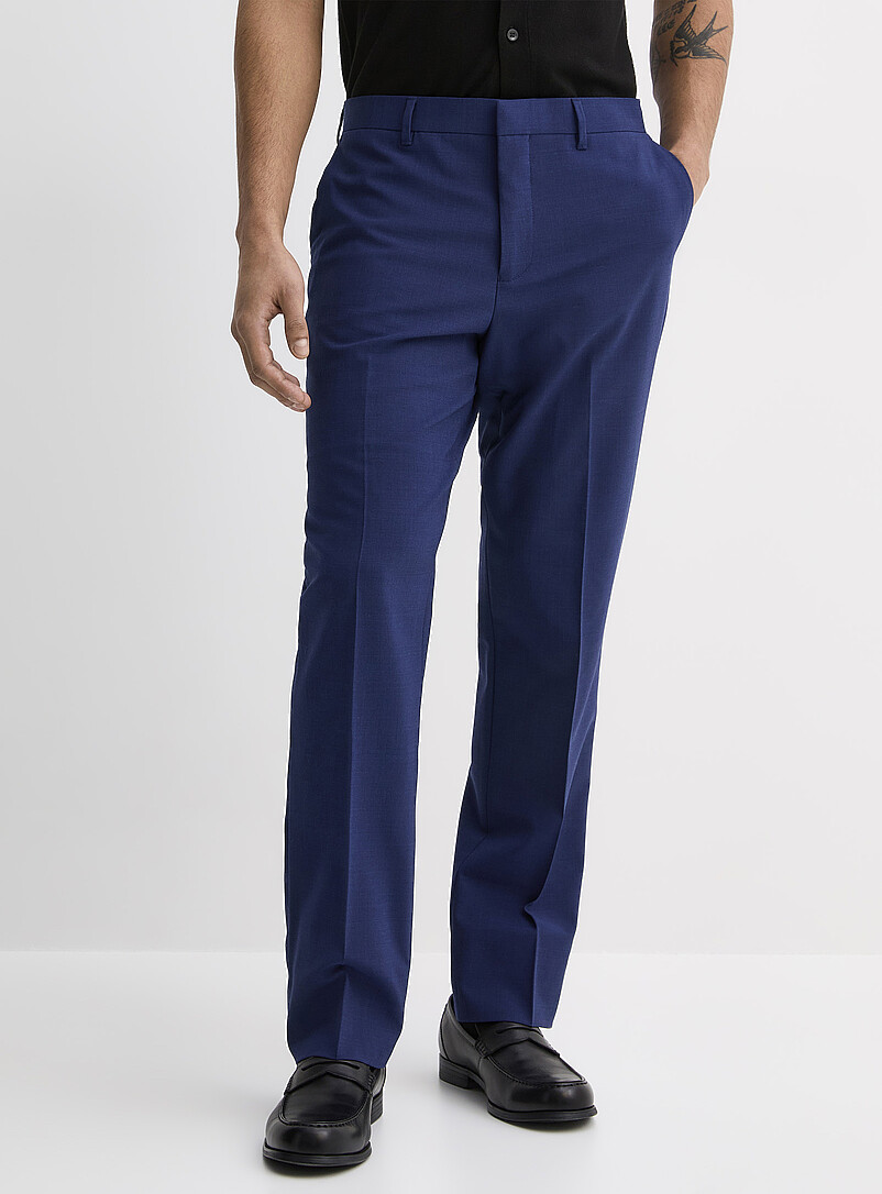 Le 31: Le pantalon &eacute;pur&eacute; m&eacute;lange de laine <b>Coupe Berlin - Droite</b> Bleu fonc&eacute; - Indigo pour homme