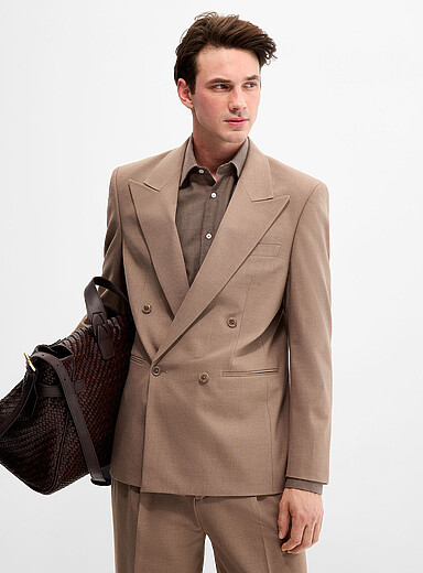 Le 31: Le veston &eacute;pur&eacute; double boutonnage <b>Coupe Antwerp - Relaxe</b> Taupe pour homme