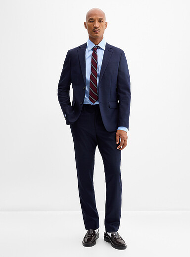 Pure wool piqu&eacute; suit Wool weave by Marzotto <b>Stockholm fit - Slim</b>