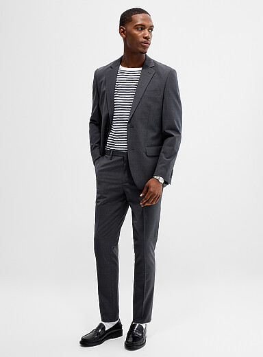 Le pantalon laine responsable m&eacute;lang&eacute;e <b>Coupe Stockholm - &Eacute;troite</b>