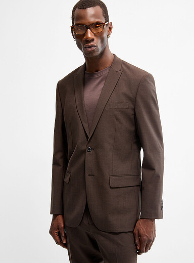 Le 31 Chocolate/Espresso Stretch responsible wool suit jacket <b>London fit - Semi-slim</b> for men
