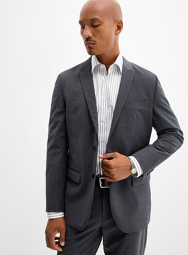 Le 31 Charcoal Stretch responsible wool suit jacket <b>London fit - Semi-slim</b> for men