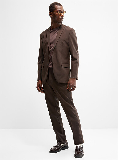Le 31 Chocolate/Espresso Stretch responsible wool pant <b>London fit - Slim straight</b> for men