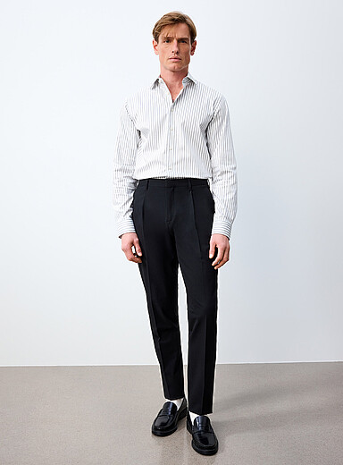 Le 31: Le pantalon noir extensible <b>Coupe Reykjavik - Fusel&eacute;e &agrave; plis</b> Noir pour homme