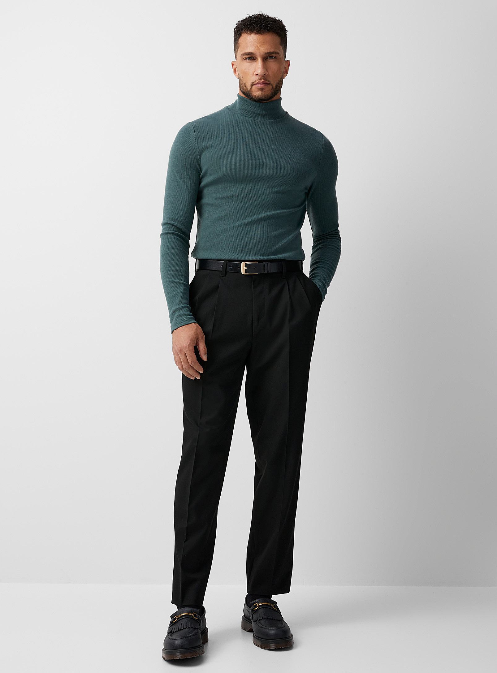 Le 31 - Men's Soft twill pleated monochrome pant Reykjavik fit Anti-fit