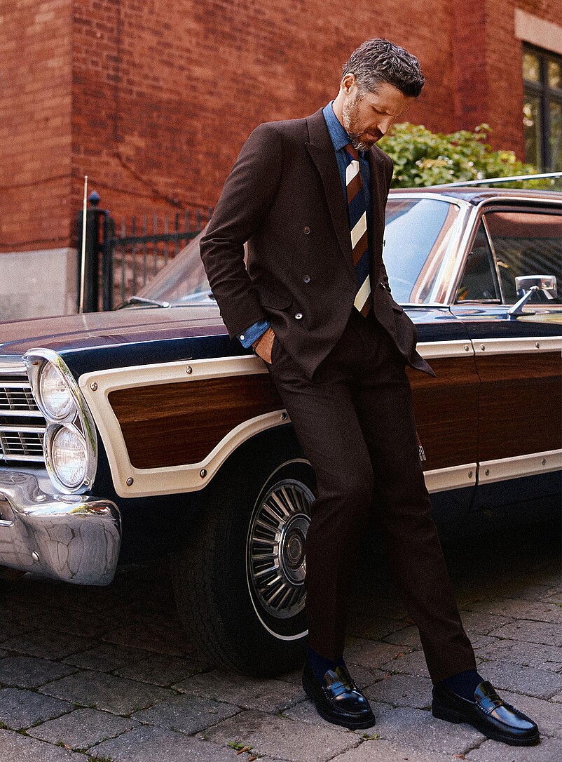 Espresso responsible-wool pant Reykjavik fit - Tapered with pleats product image (primary)
