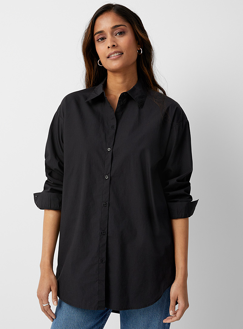 Contemporaine Black Cotton tunic shirt for women