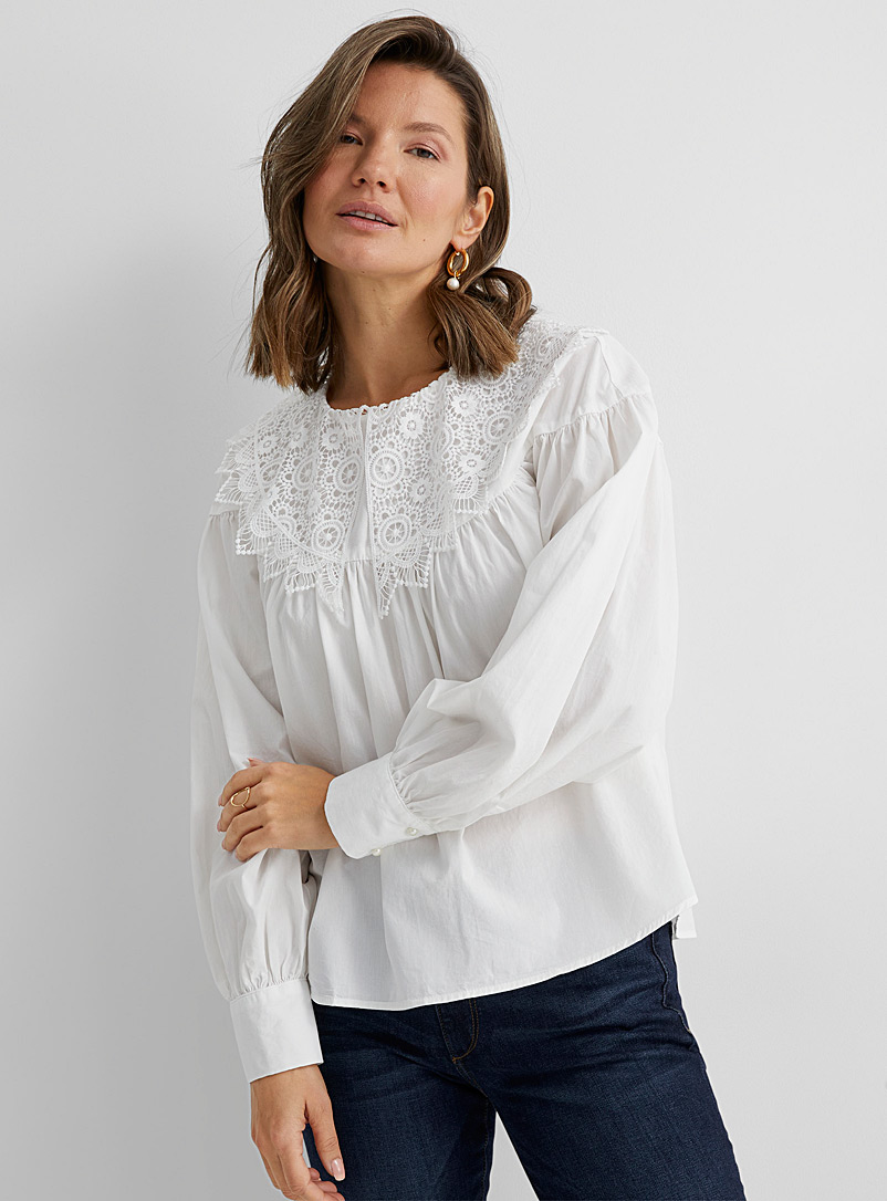 Contemporaine White Lace collar blouse for women