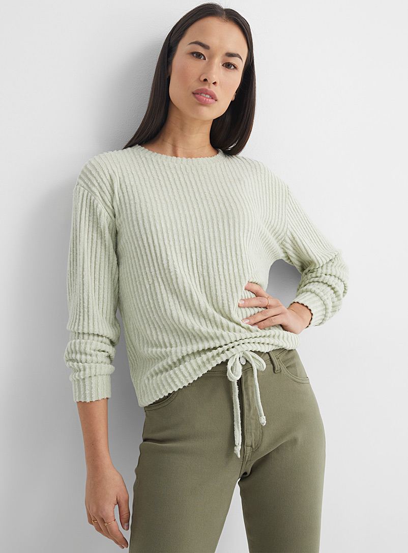 Contemporaine Lime Green Brushed and ribbed knotted T-Shirt for women