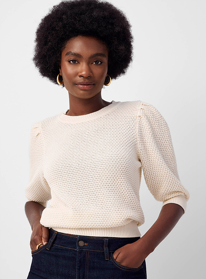 B.young Sand Puff-sleeve textured sweater for women