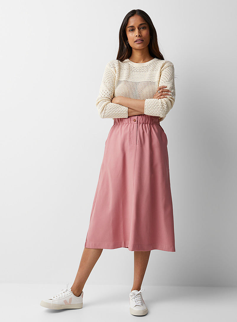 Contemporaine Dusky Pink Dusty pink pleated-waist skirt for women