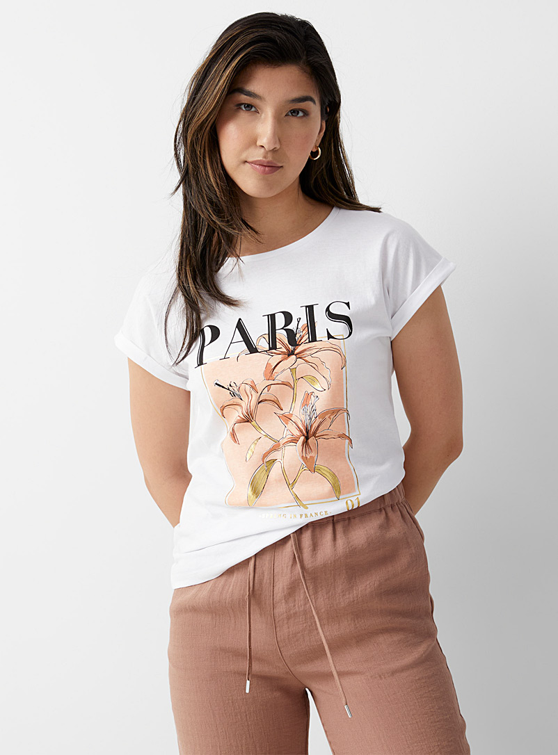 Contemporaine: Le t-shirt printemps parisien Ivoire blanc os pour femme