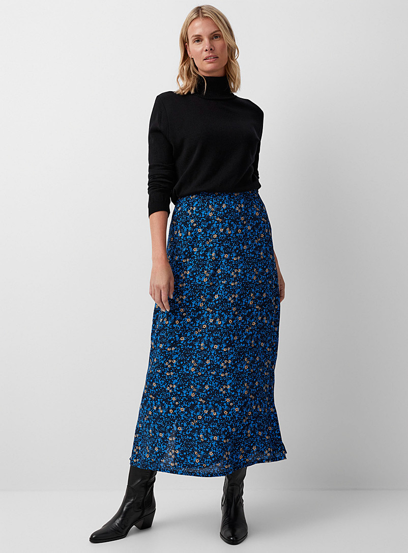 Contemporaine: La jupe jardin saphir Bleu à motifs pour femme