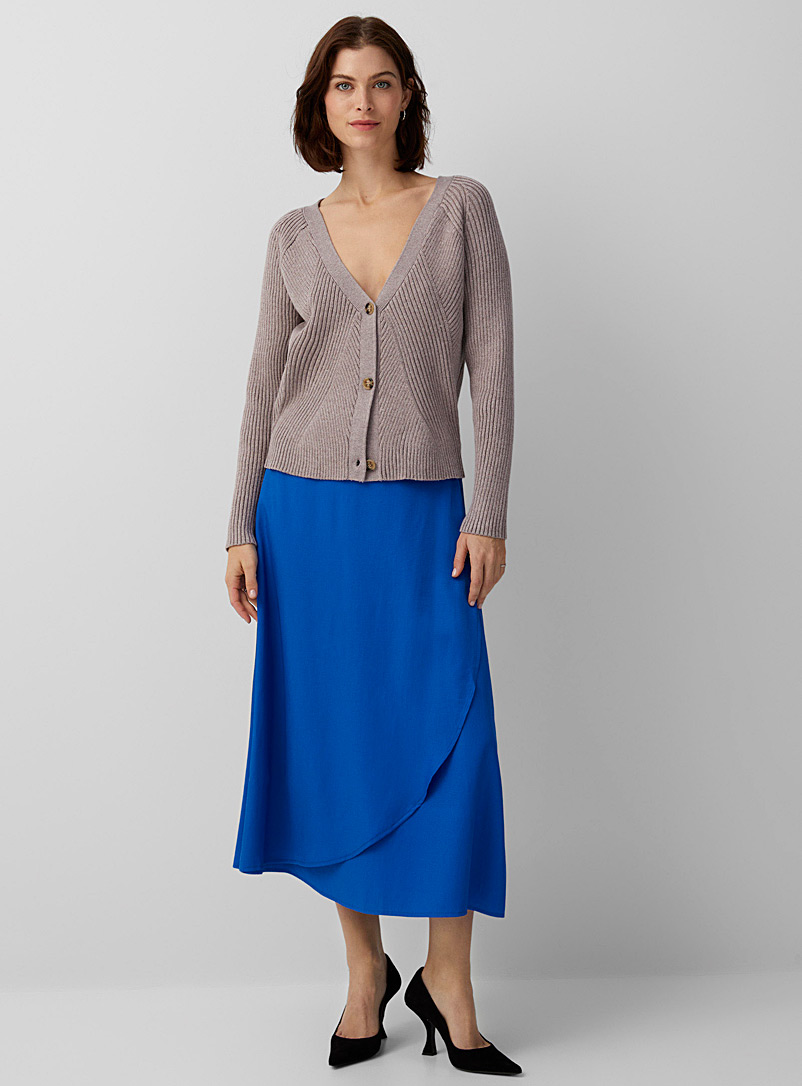 Contemporaine: La jupe portefeuille satin saphir Bleu royal-saphir pour femme