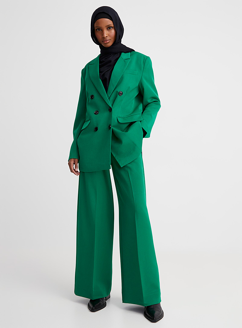 Contemporaine: Le pantalon large fluide émeraude Vert pour femme