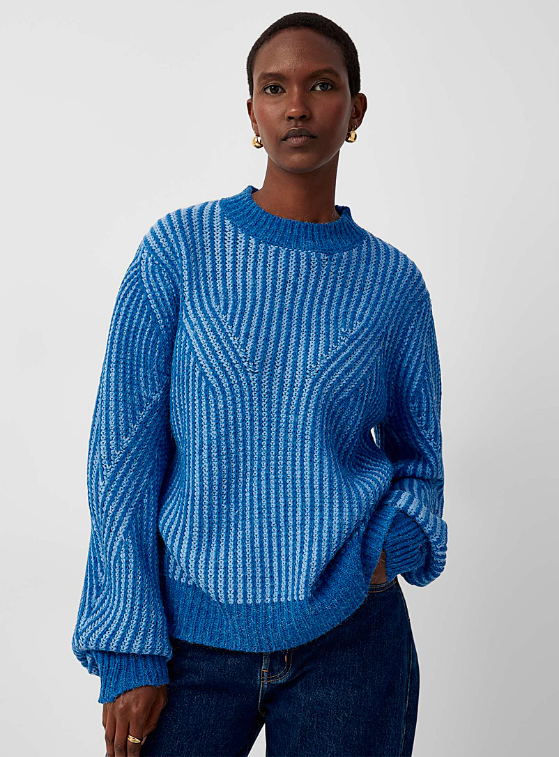 B.young Blue Two-tone ribbing sweater for women