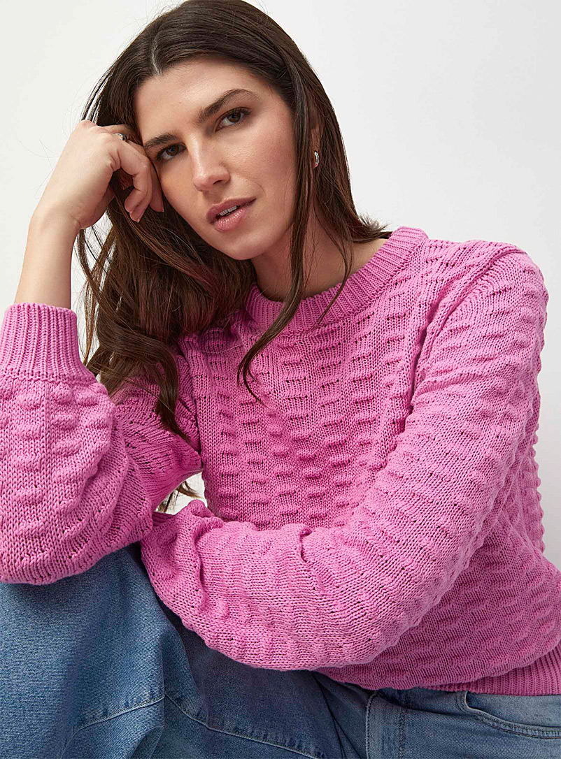 B.young Dusky Pink Embossed bubbles sweater for women