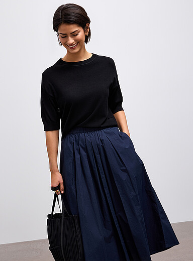 B.young: Le chandail doux tricot manches aux coudes Noir pour femme
