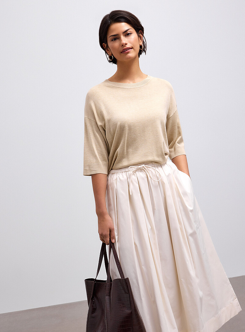 Elbow-length sleeves soft knit sweater | B.young | Stripes