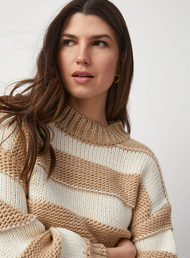 B.young Sand Block stripes oversized sweater for women