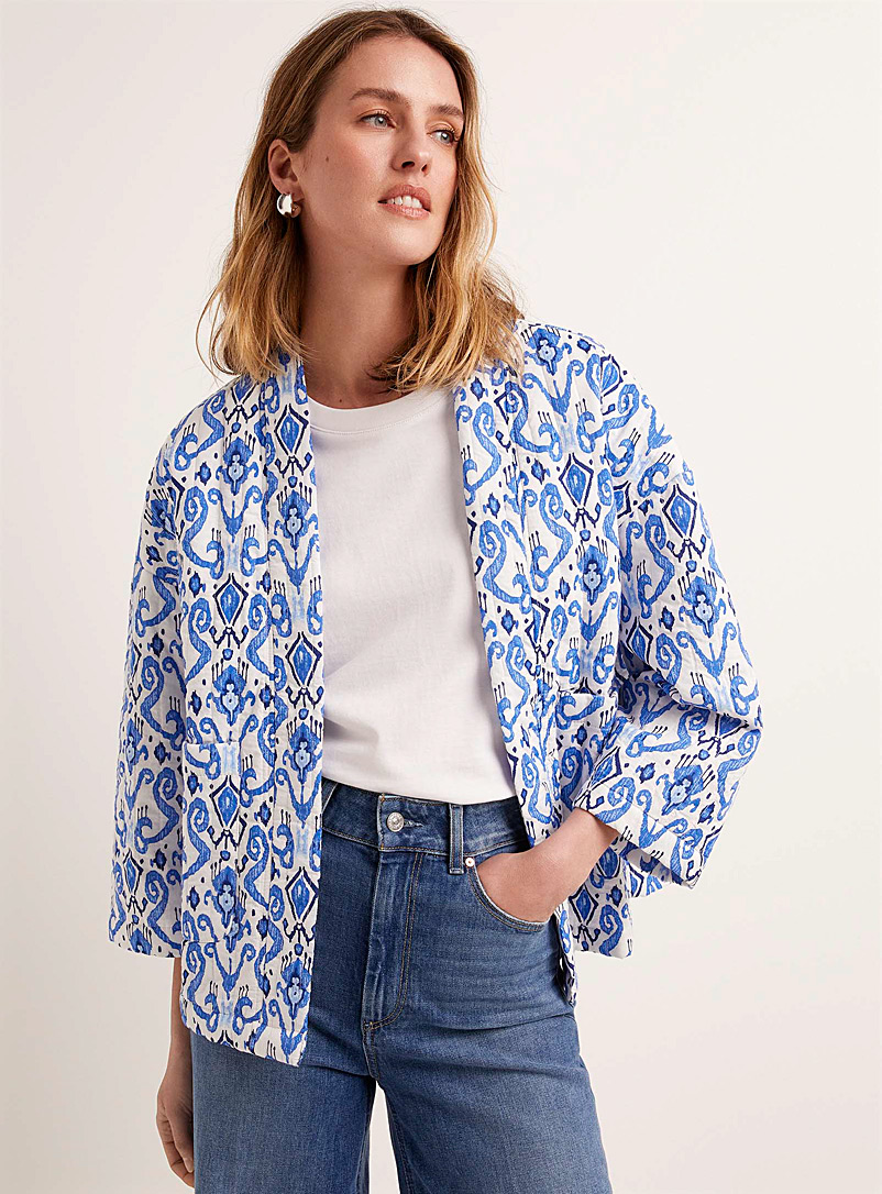B.young Patterned Blue Greek villa quilted jacket for women