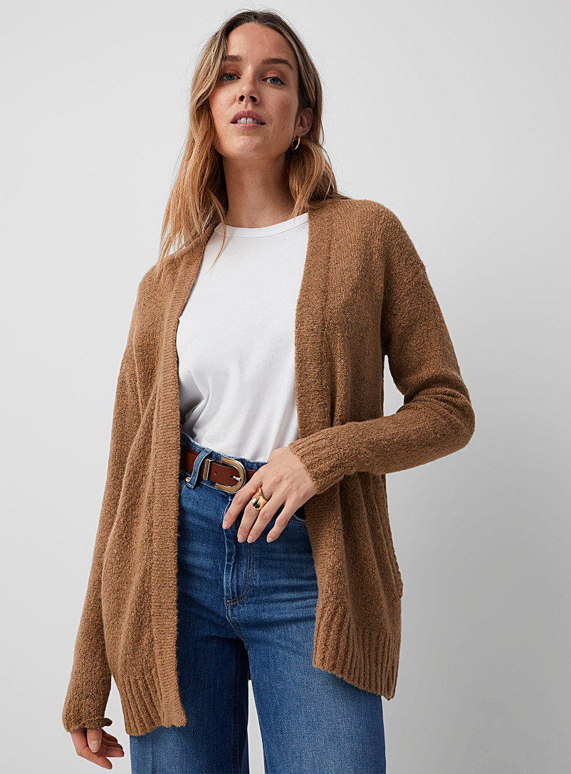 B.young Chestnut Heathered knit loose cardigan for women