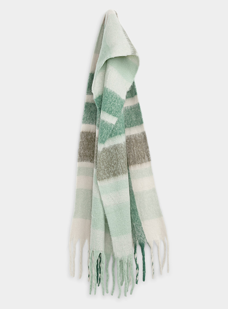 B.young Patterned Green Mint-green tartan scarf for women