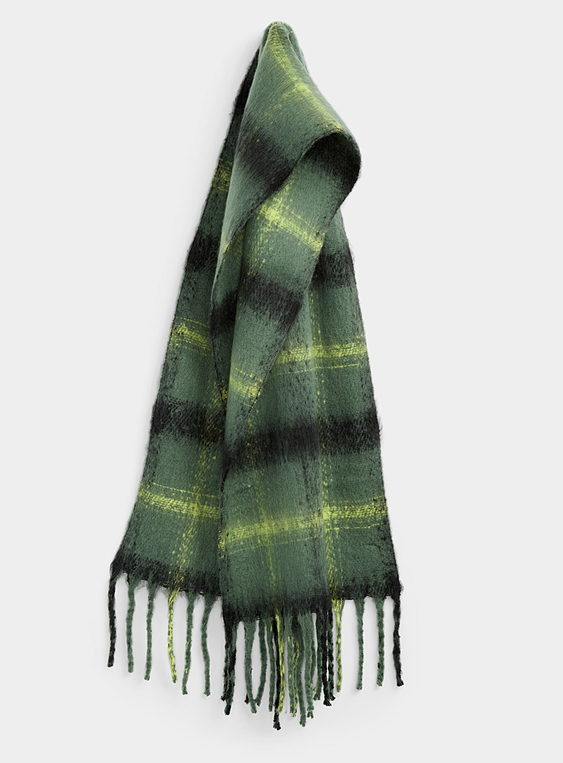 B.young Green Neon-touch tartan scarf for women