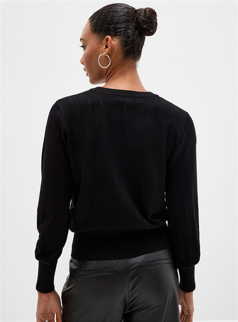 Pointelle knit V-neck sweater product image 3