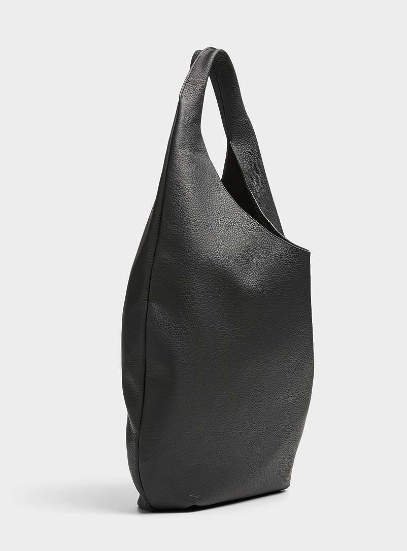 Sac Fourre-tout En Cuir Véritable Indigo Vancouver - Couleur Rouge/noir, Fabriqué Au Canada