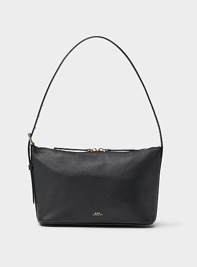 Vera black grained leather shoulder bag
