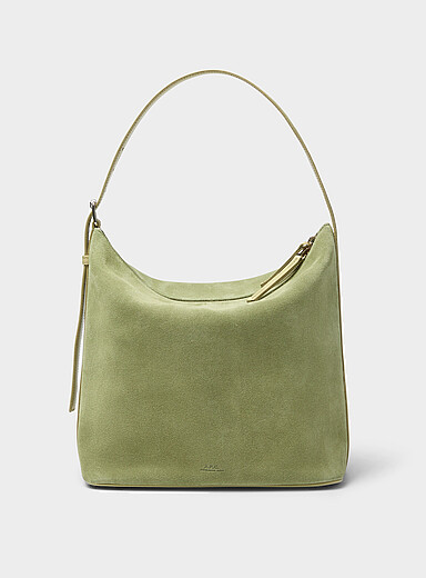 Vera pistachio suede hobo bag