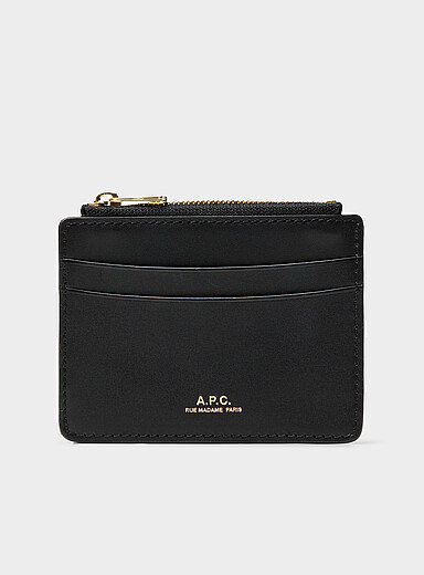 Black leather Paris card holder