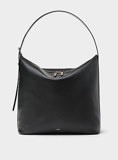 Oversized black leather Vera hobo bag