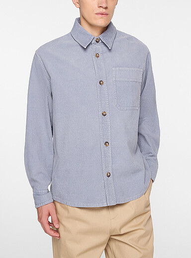 A.P.C. Blue-Grey Basile blue-grey corduroy overshirt for men