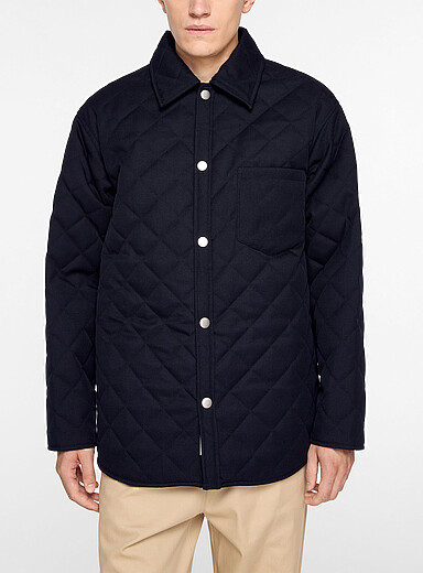 Midnight blue quilted overshirt Unisex