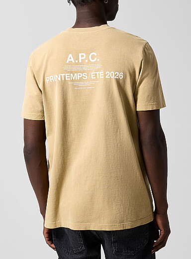 A.P.C. Ivory/Cream Beige Seasonal beige logo T-shirt for men