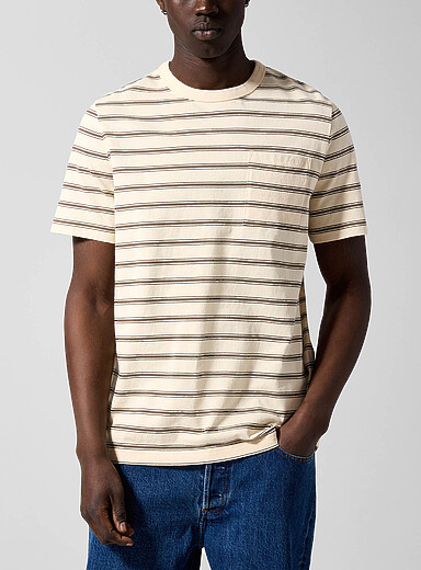 A.P.C. Off White Two-tone stripes T-shirt for men
