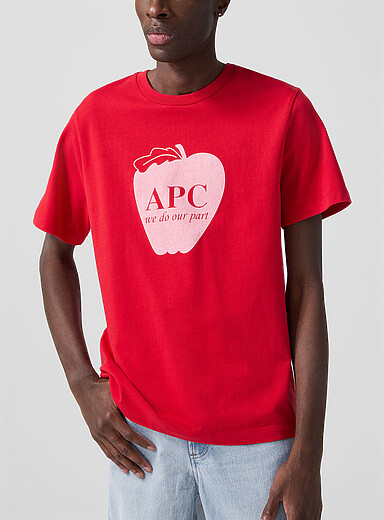 A.P.C. Red Apple print T-shirt for men