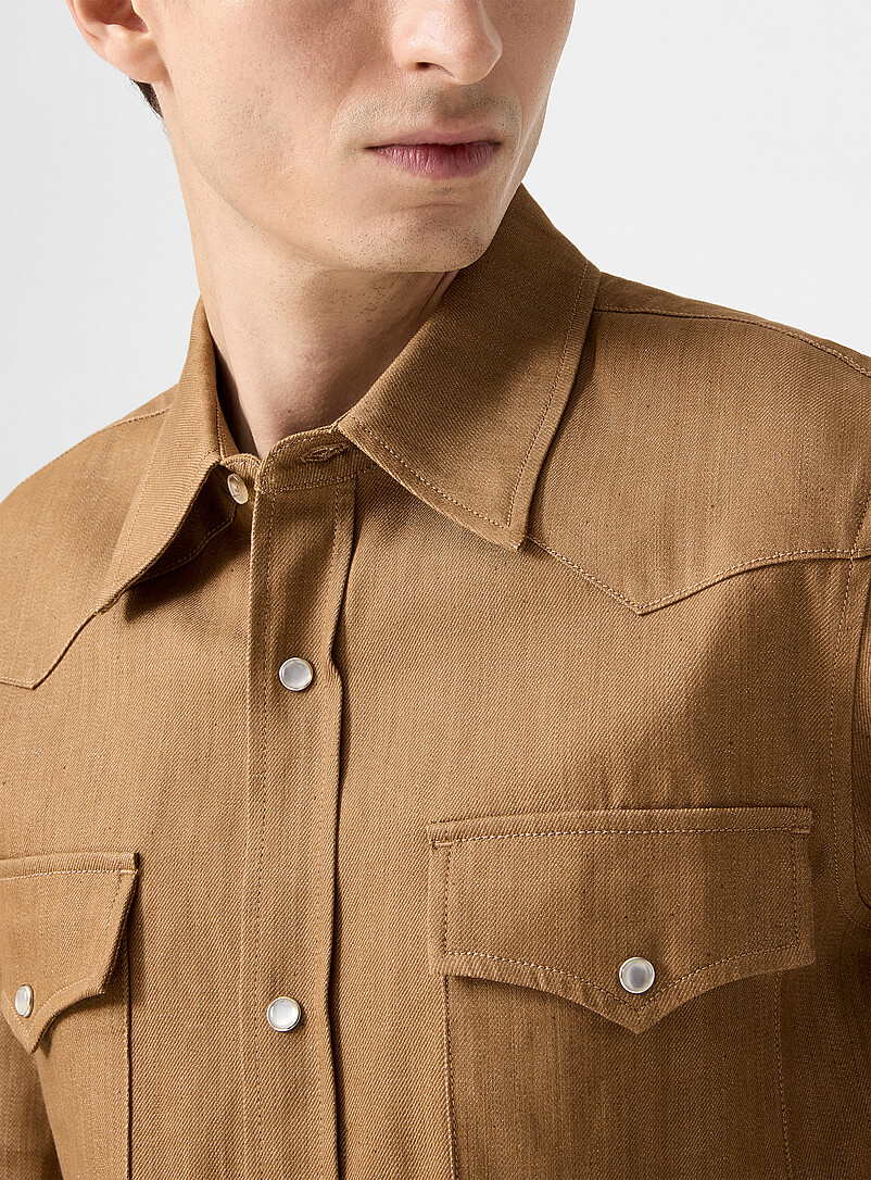 Speckled brown denim Western shirt product image 2
