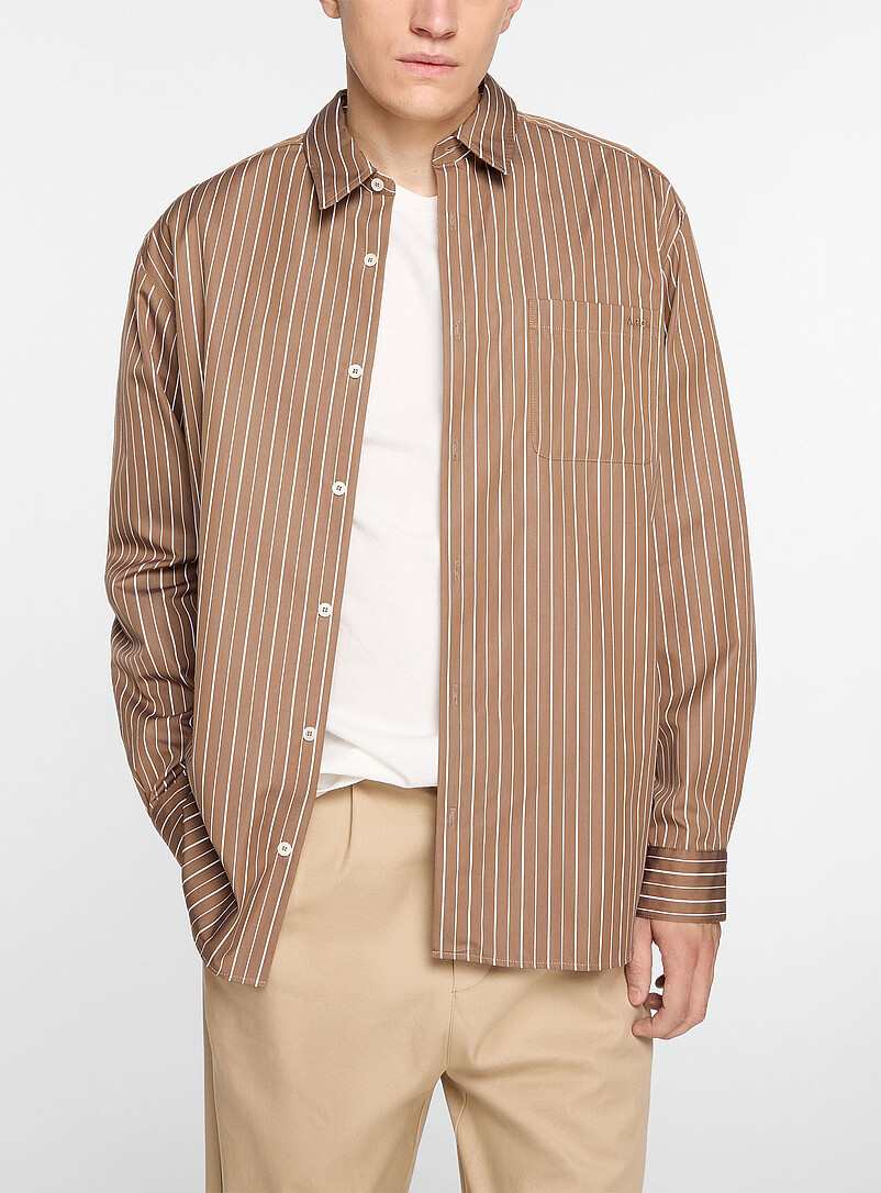 Malo vertical stripes brown shirt product image (primary)