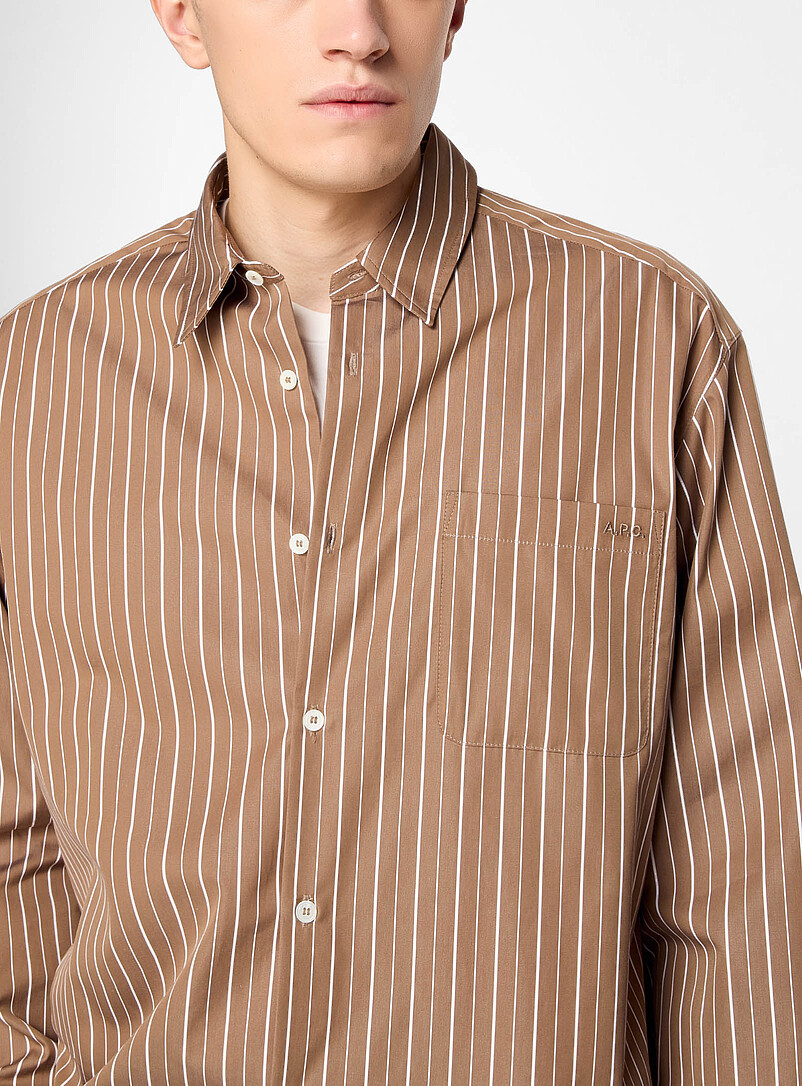 Malo vertical stripes brown shirt product image 2