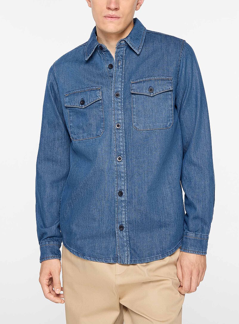Faded indigo denim overshirt product image 2