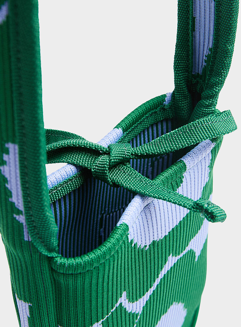 Marimekko: La pochette pour t&eacute;l&eacute;phone tricot&eacute;e Unikko Vert &agrave; motifs pour femme