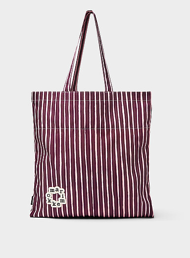 Metka Piccolo purple and pink stripes tote bag