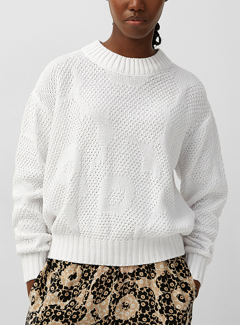 Marimekko White Sankar Unikko knitted pullover for women